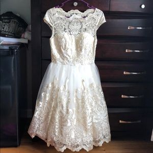 White and gold cocktail dress